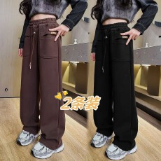 批发<b class='q'>女</b><b class='q'>童</b>秋装休闲裤2025春秋新款儿童中大童春季宽松直筒阔腿潮流卫裤
