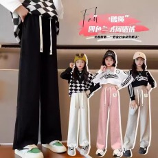 批发2025新款宽松裤<b class='q'>女</b><b class='q'>童</b>韩版春秋季<b class='q'>童装</b>儿童潮流百搭休闲宽松阔腿长裤