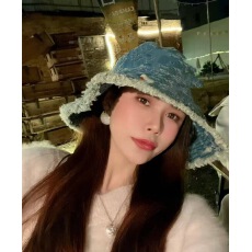 批发2025新款磨毛水洗牛仔渔夫帽春<b class='q'>夏</b>显脸小帽子复古做旧盆帽