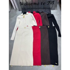 批发2025新款时尚百搭翻领修身显瘦甜美洋气简约长袖上衣半身裙套装