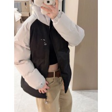 批发拼色立领棉服<b class='q'>男</b>女2025冬季新款小个子加厚保暖棉衣外套