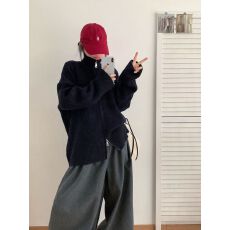 批发实拍  加厚双头拉链大版立领毛衣