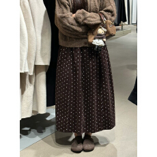 批发加厚法式<b class='q'>复古</b>丝绒波点半身裙长裙