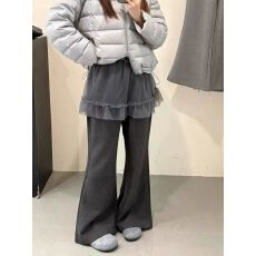 假两件网纱拼接加厚休闲裤