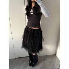 实拍  浪漫网纱蛋糕裙层层裙