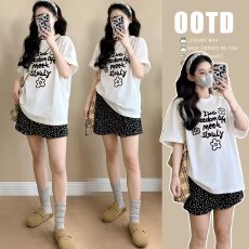 实拍-孕妇夏装T恤上衣+半身裙两件套