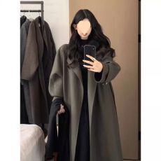 批发高克重黑色呢子<b class='q'>大</b>衣女2025秋冬季新款毛呢外套高级感小个子中长款
