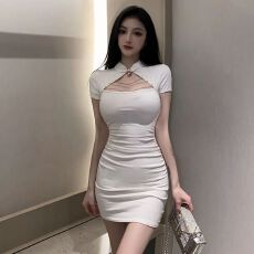 批发2025大码女装<b class='q'>夏季</b>性感镂空修身包臀胖mm短款<b class='q'>旗袍</b>改良版连衣裙潮