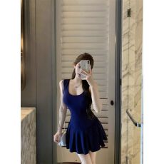 批发露背绑带纯欲性感吊带连衣裙女夏季新款<b class='q'>修身</b>显瘦小众设计感A字裙