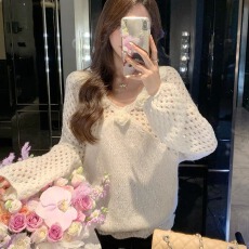 批发花朵甜酿2025新款<b class='q'>秋装</b>镂空针织衫套头花朵毛衣女外套
