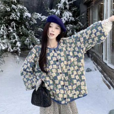 批发花朵提花长袖宽松毛衣开衫秋冬新款穿搭田园风森系复古时髦<b class='q'>外套</b>女