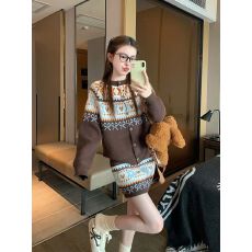 批发费尔岛蝴蝶结毛衣套装<b class='q'>女</b>2025新款秋冬加厚慵懒风针织<b class='q'>半身裙</b>两件套