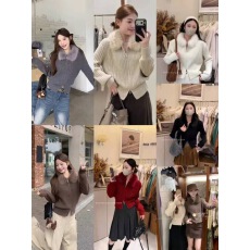 批发纯色毛领双拉链针织开<b class='q'>衫</b>女2025秋冬新款小个子短款毛衣女外套