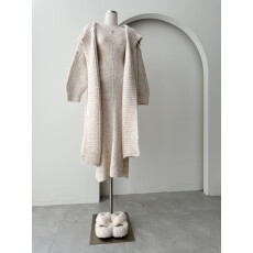 批发韩版法式简约气质V领吊带<b class='q'>长款</b>毛衣连衣裙<b class='q'>针织</b><b class='q'>开衫</b>两件套