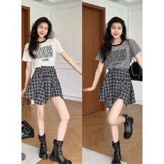 批发晨领原版美式辣妹<b class='q'>不规则</b><b class='q'>半身裙</b>短袖T恤上衣套装