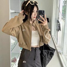 批发抖音质量 美式卫衣女长袖高腰外套秋季复古拉链<b class='q'>开衫</b>短款上衣