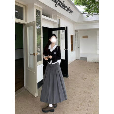 批发晨领原版做法原版胸标突出假两件Polo领<b class='q'>衬衫</b>女秋季学院风套<b class='q'>装</b>