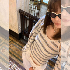 批发韩系设计感条纹长袖开衫秋百搭<b class='q'>吊带</b><b class='q'>背心</b>女两件套