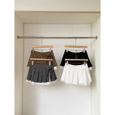 批发纯欲蕾丝拼接百褶裙女装新款<b class='q'>秋</b>季蝴蝶结A字半身裙辣妹短裙裤