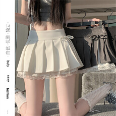 批发纯欲蕾丝拼接<b class='q'>百褶</b>裙女装新款夏季蝴蝶结A字半身裙辣妹<b class='q'>短裙</b>裤