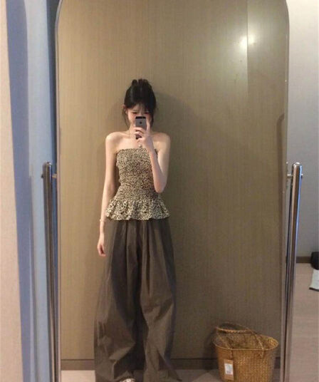 높은 품질 사선 무늬 단조 높은 품질 명중 케이블 들어 고객 실행 금액 레트로 핫걸 레오파드 무늬 튜브탑 조끼 여성