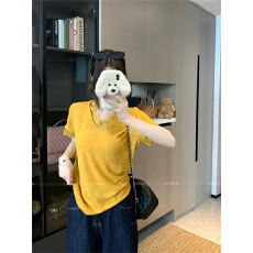 韩系蕾丝拼接正肩短袖t恤夏季新款简约休闲百搭上衣