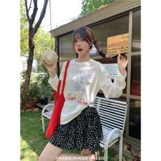 批发韩系慵懒白色长袖T恤夏季休闲宽松百搭<b class='q'>防晒</b>罩衫上衣