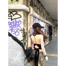 批发美背狙击 挂脖绑带设计性感露背吊带修身无袖辣妹上衣女