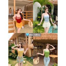 批发晨领多巴胺穿搭带胸垫背心吊带夏季新款内搭辣妹外穿显瘦挂脖上衣