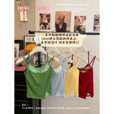 批发晨领多巴胺穿搭带胸垫背心吊带夏季新款内搭小个子外穿挂脖上衣