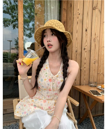 원본 자수 원단 프랑스식 레트로 꽃무늬 조끼 여름 작은 대중 몸매 가꾸기 뒤로 스트랩 맨위