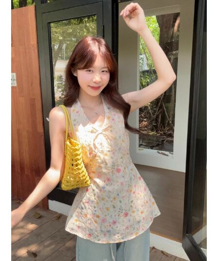 원본 자수 원단 행침 목 스트랩 자수 조끼 꽃무늬 여름 새로운 외국 가스 민소매 맨위