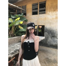 批发人棉260克背心夏外穿新款美背辣妹设计短款黑色抹胸上衣