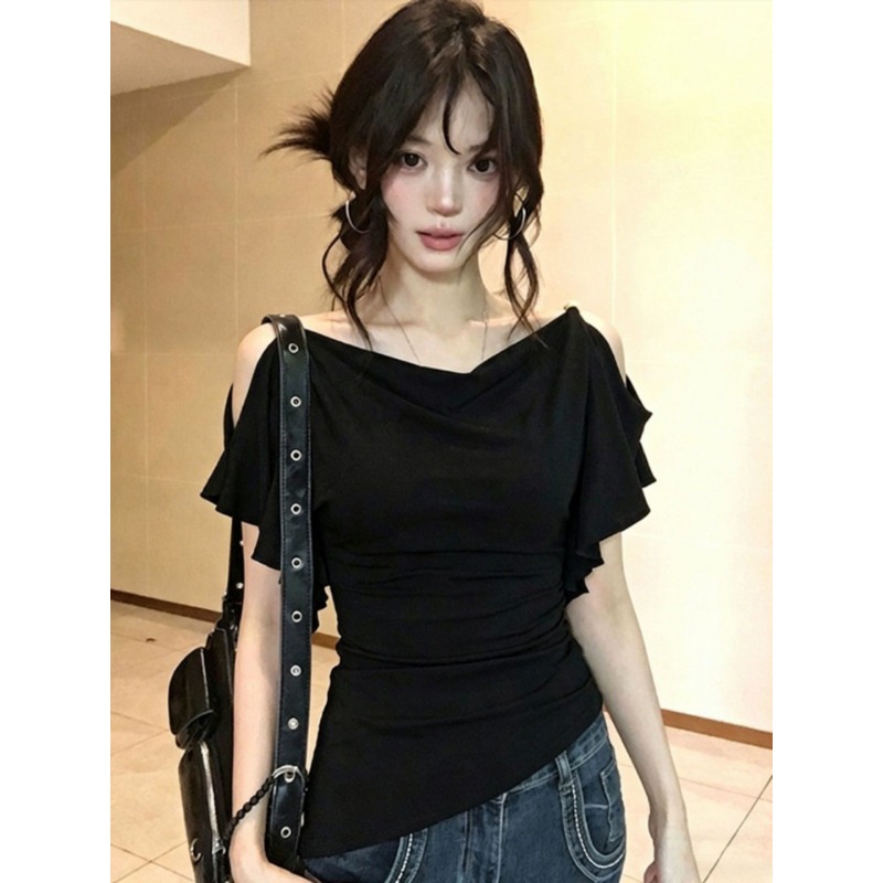 사람들 면 고유 한 아름다운 흔들다 칼라 반팔 티셔츠 여름 얇은 스타일 프릴 연령 감소 작은 셔츠