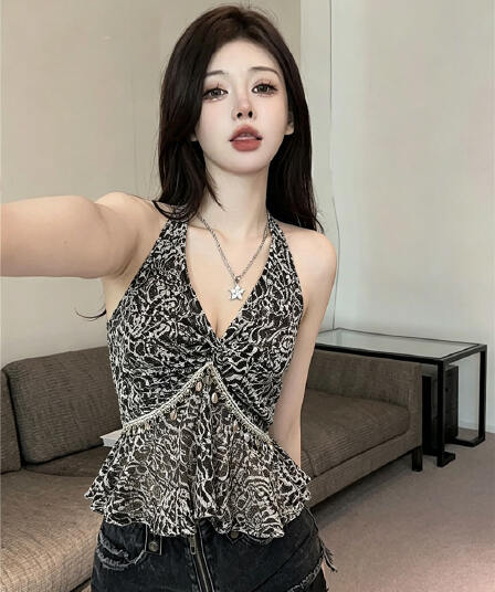 원본 원단 한 부서 행침 목 캐미솔 아모이 디자인 센스 몸매 가꾸기 슬림해 보이는 민소매 맨위