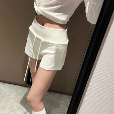 批发美式辣妹低腰抽绳运动短裤子女夏季<b class='q'>修身</b>外穿包臀显瘦休闲热裤