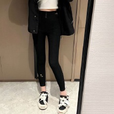 批发打底裤女<b class='q'>春</b>秋外穿2025新款高腰紧身黑色铅笔小脚裤小黑裤子