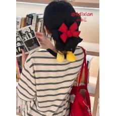 批发卡通发圈蝴蝶结大肠发圈女丸子头盘发发绳大号可爱减龄发饰