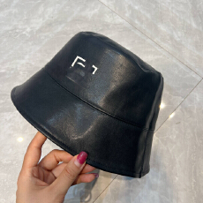 批发轻熟风平顶宽檐皮质渔夫帽子女大头围显脸小高级简约水桶盆帽