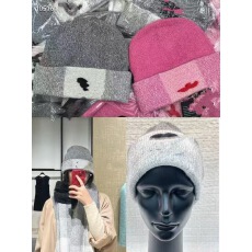 批发粉色冷帽显白毛线帽子女秋冬大头围显脸小可爱保暖针织帽