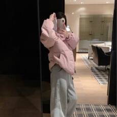 批发假两件连帽<b class='q'>卫衣</b>2025新款高街<b class='q'>潮牌</b>飞行夹克外套女休闲棉服