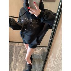 批发潮牌美式摇粒绒刺绣logo卫衣宽松加厚连帽衫<b class='q'>女</b>配袜子