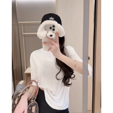 批发纯棉半高领<b class='q'>T</b><b class='q'>恤</b>女五分<b class='q'>袖</b>立领后缝线通勤宽松中领打底衫叠穿上衣