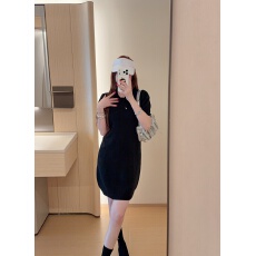 批发春秋<b class='q'>女</b>士气质休闲经典显瘦短袖针织配<b class='q'>袜</b>裙子连衣裙黑裙子