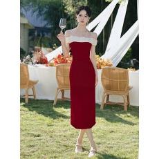 批发实拍 领证登记穿搭<b class='q'>小礼服</b>一字肩连衣裙+40！