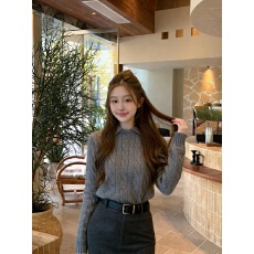 批发实拍 高智感小圆 翻/立领两穿学院绞花毛衣<b class='q'>针织衫</b>