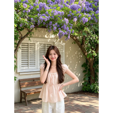批发实拍 塞西莉亚浪漫蕾丝花边小上衣<b class='q'>女</b>装U领短袖