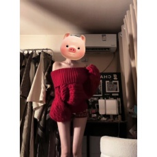 批发黑色日记｜圣诞来信 新年红<b class='q'>秋</b>冬新款慵懒风一字肩费尔岛短裤套装