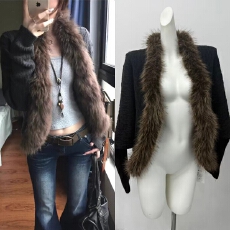 批发ANDYET AD1毛领绞花针织外套复古蝙蝠袖<b class='q'>宽松</b>显瘦气质上衣慵懒开衫