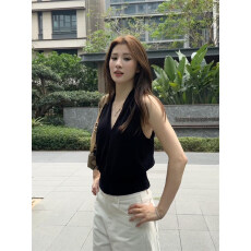 批发蝶宝嘻 质气姐姐专线 清透天丝v领显瘦气质无袖上衣<b class='q'>t</b><b class='q'>恤</b>打底衫女夏